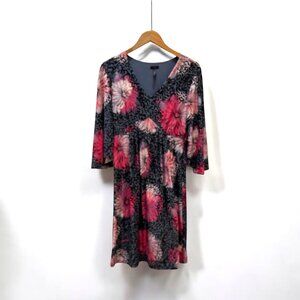 Soma Intimates Dress Women S Baby Doll Pink Black Floral 3/4 Bell Sleeve Stretch